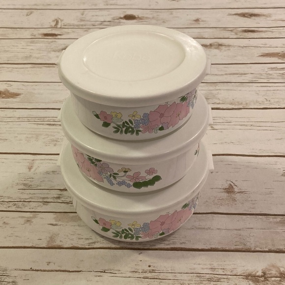Kobe Kitchen Vintage Kobe Enamelware Nesting Floral Bowls Set